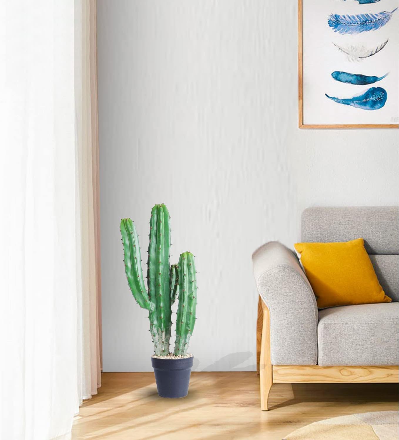 Size 25 Artificial Cactus Fake Big Cactus 25 Inch Faux Cacti Plants for Home Garden Office Store Decoration